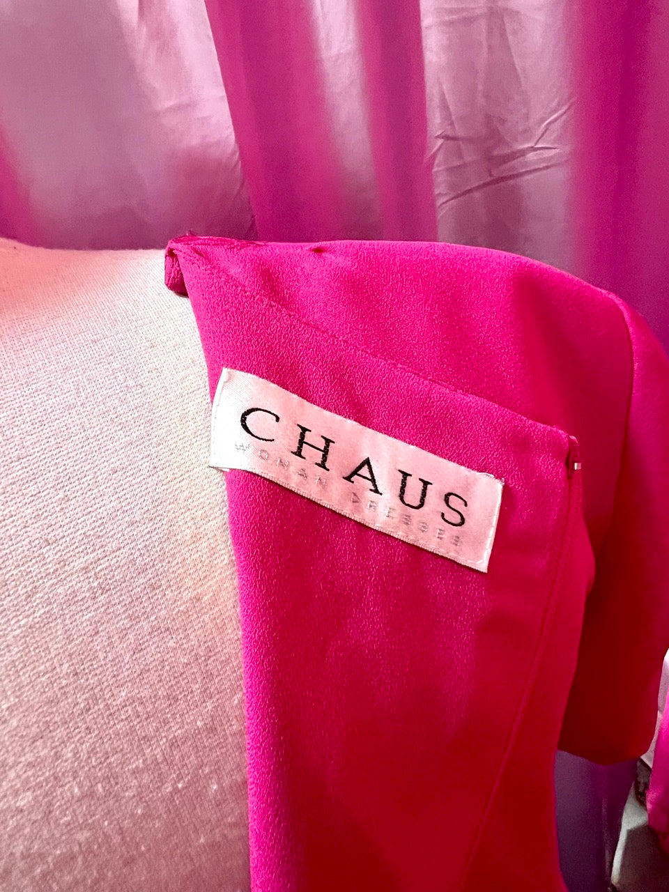 80 Fuschia Pleated Drop Waist Dress - Size 16/18 1X/2X