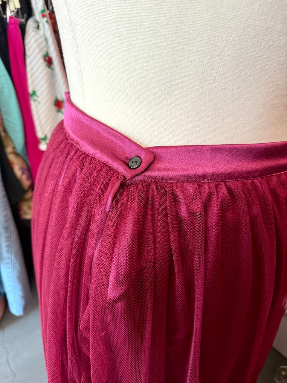 Ren Faire Royalty Burgundy Satin and Tulle Maxi Skirt - 5X