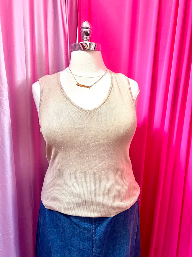 90s Silk Knit Sweater Tank - Size 16/18 1X/2X
