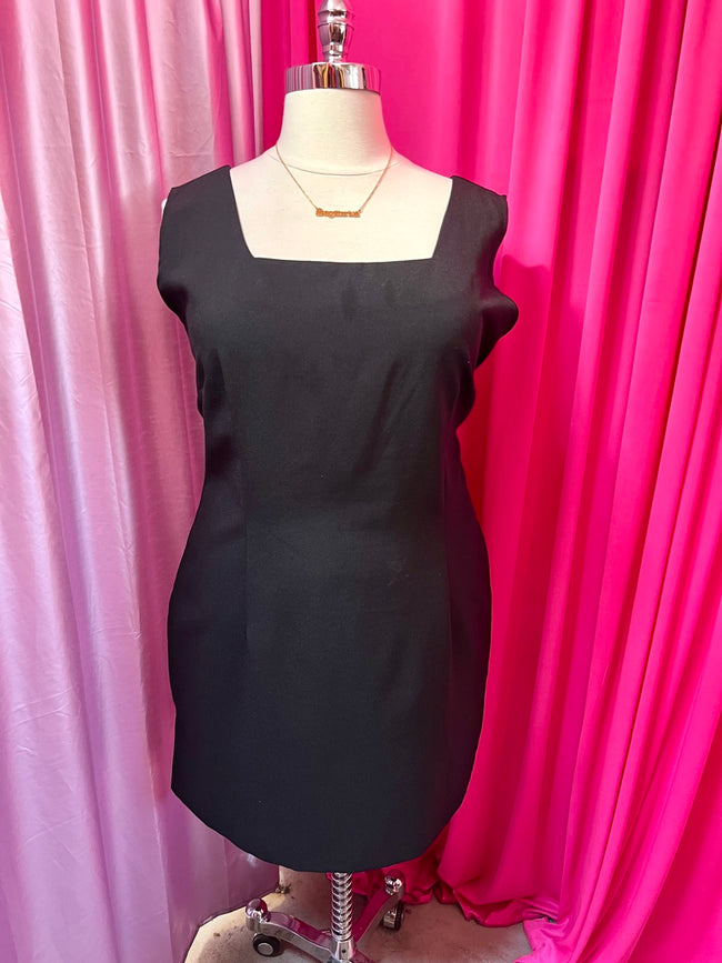 90s Square Neck Little Black Mini Dress - Size 24 3X