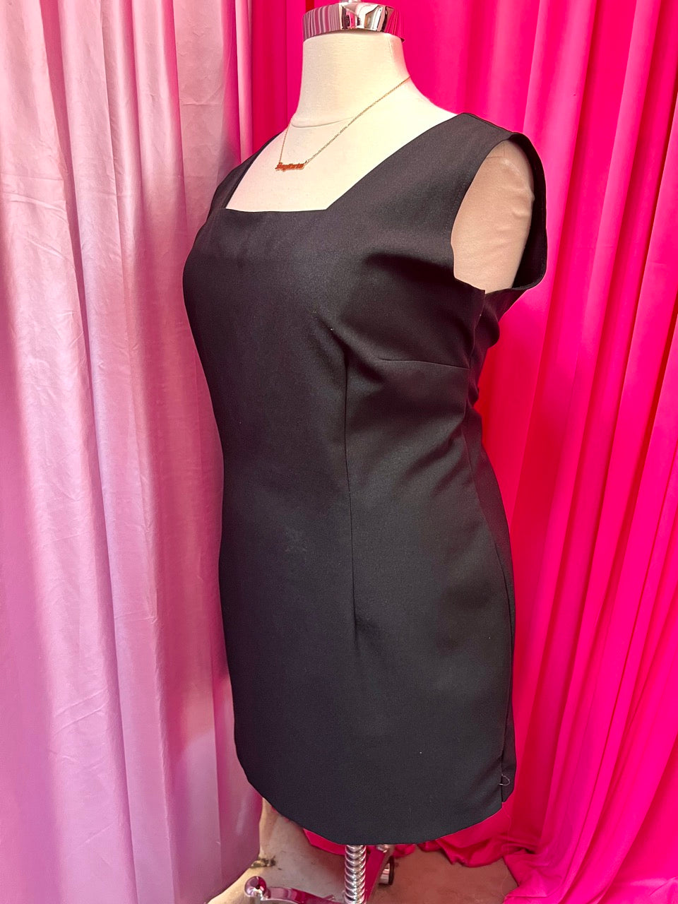 90s Square Neck Little Black Mini Dress - Size 24 3X