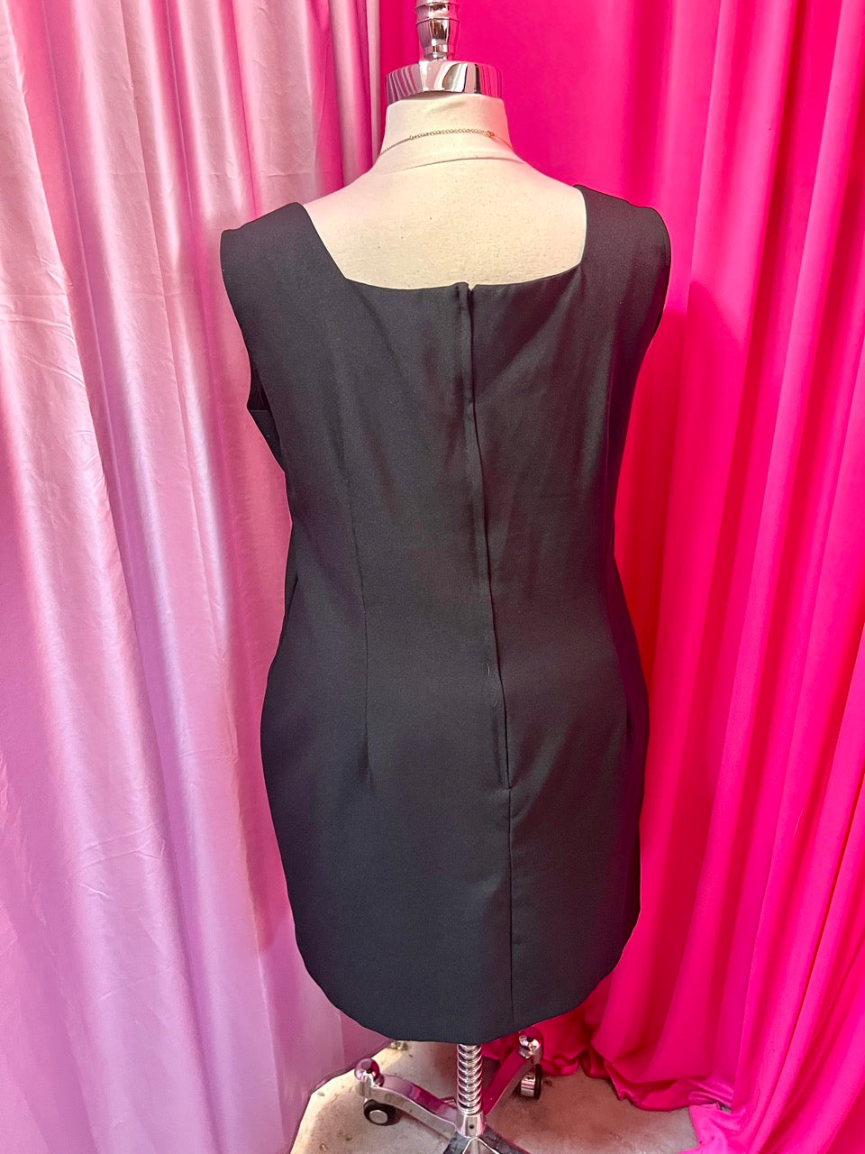 90s Square Neck Little Black Mini Dress - Size 24 3X