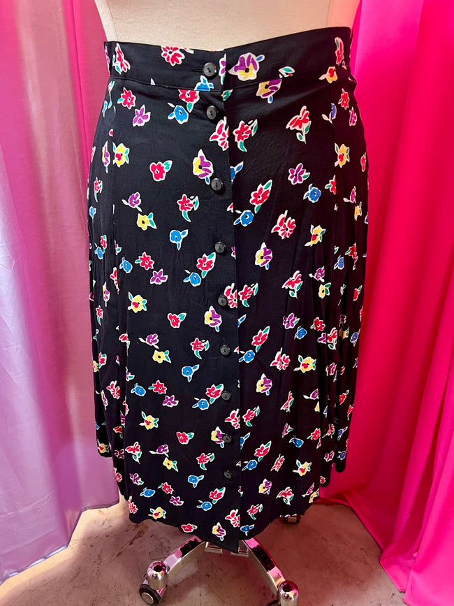 Sag Harbor Floral Button Midi Skirt - Size 1X
