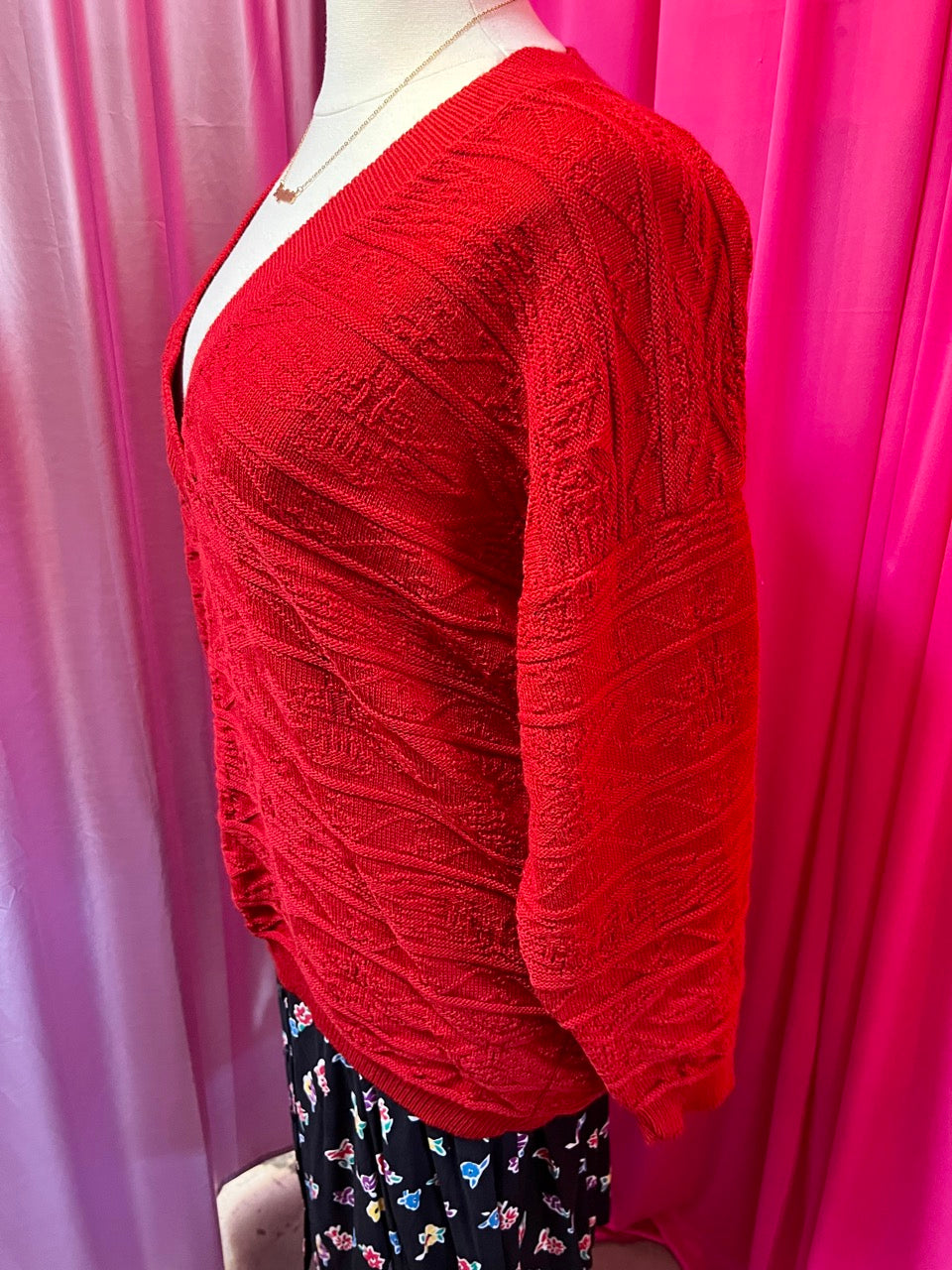 80s Oversized Deep V Neck Sweater - Size 2X-3X