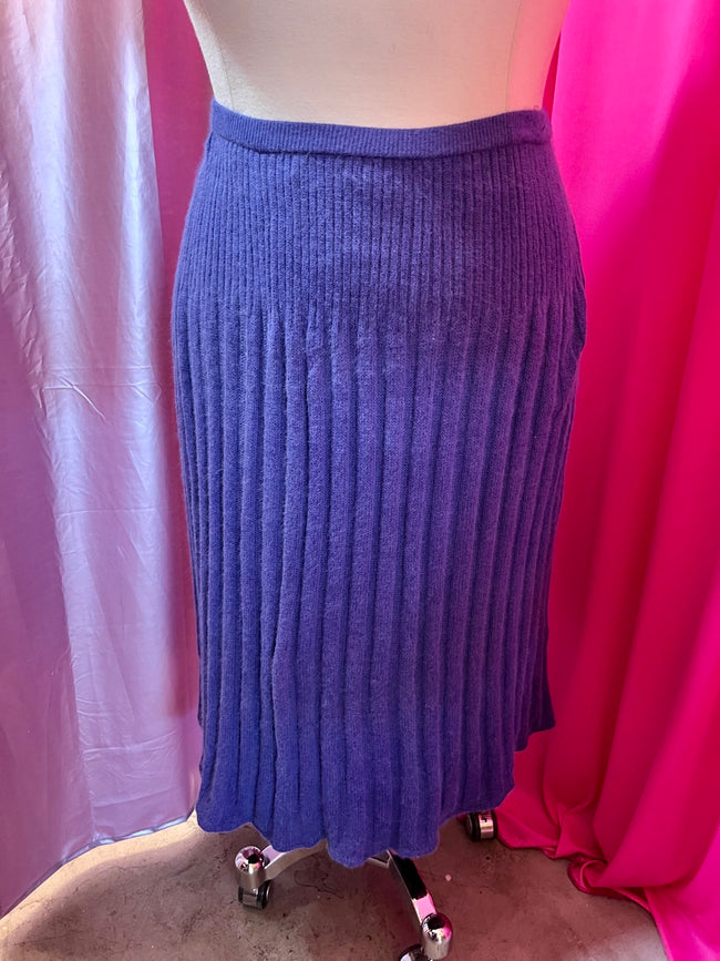 80s Purple Ribbed Angora Blend Skirt