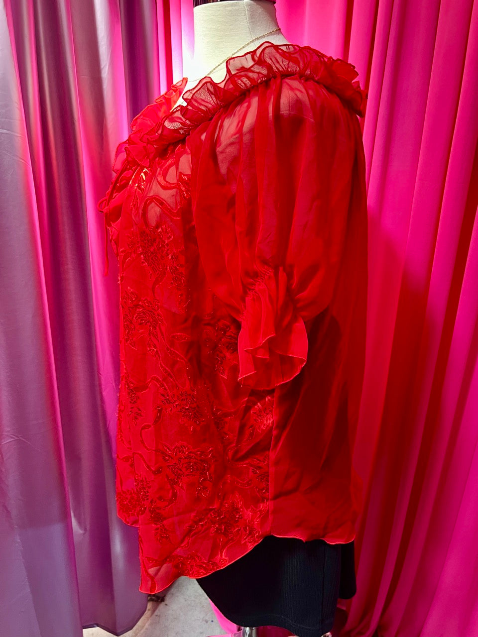 Floaty Rose Sheer Ruffle Blouse