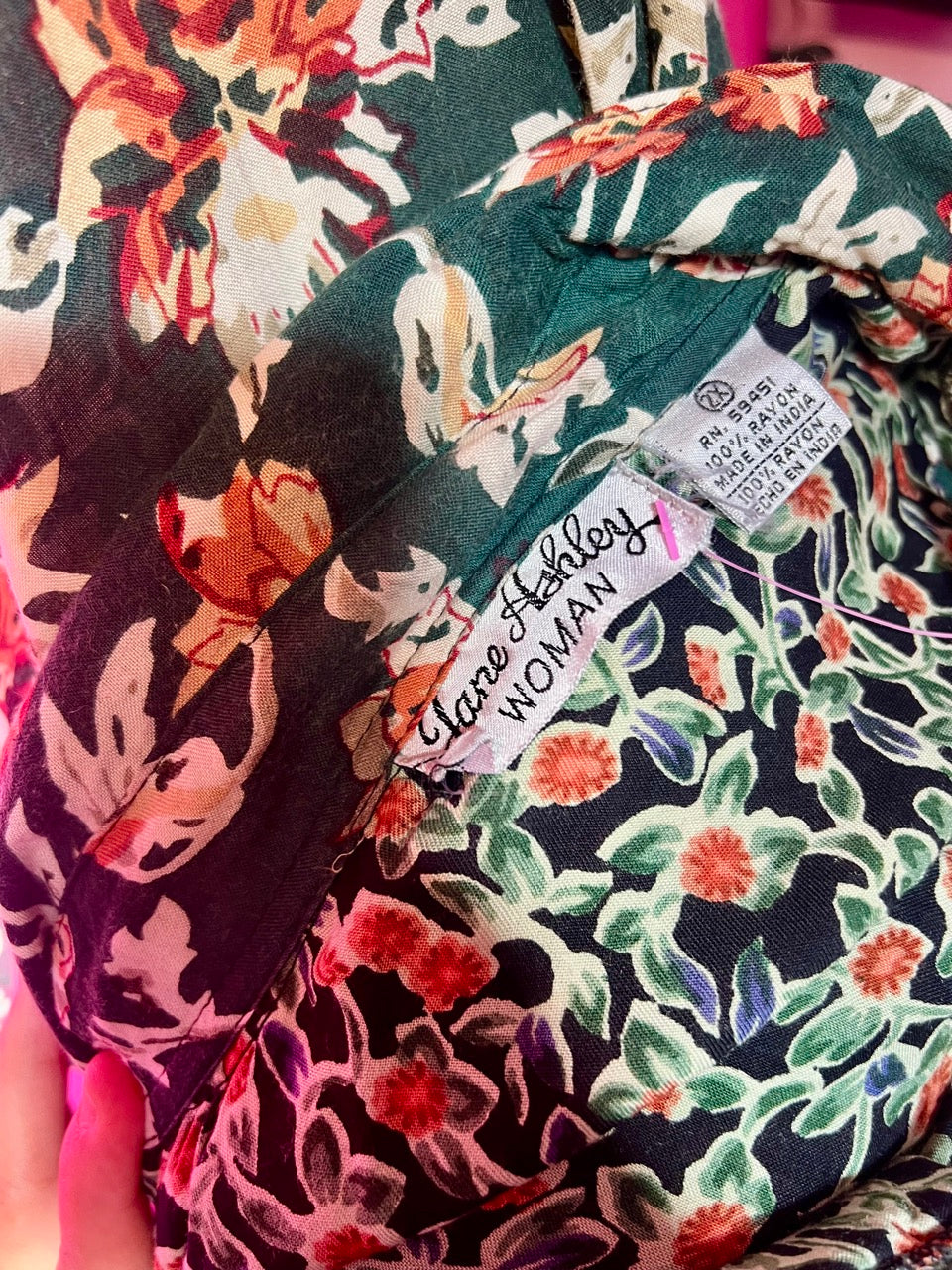 80s Mixed Print Embroidered Blouse