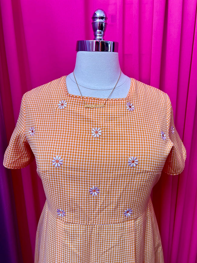 Daisy Chain Embroidered Gingham Dress - Size 16/18