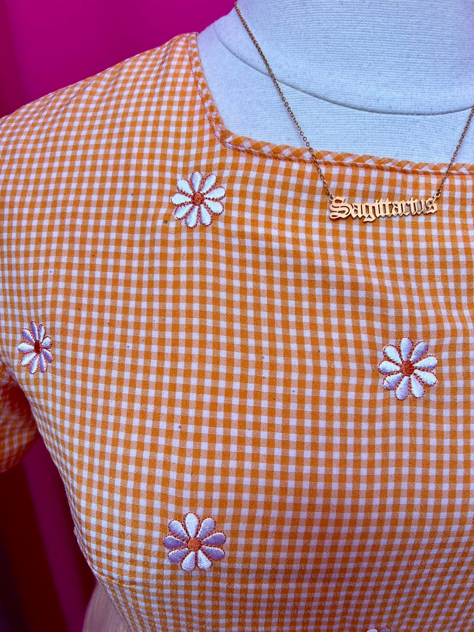 Daisy Chain Embroidered Gingham Dress - Size 16/18