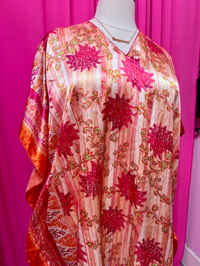 Fuschia Creamsicle 80s Caftan - Up to 4X