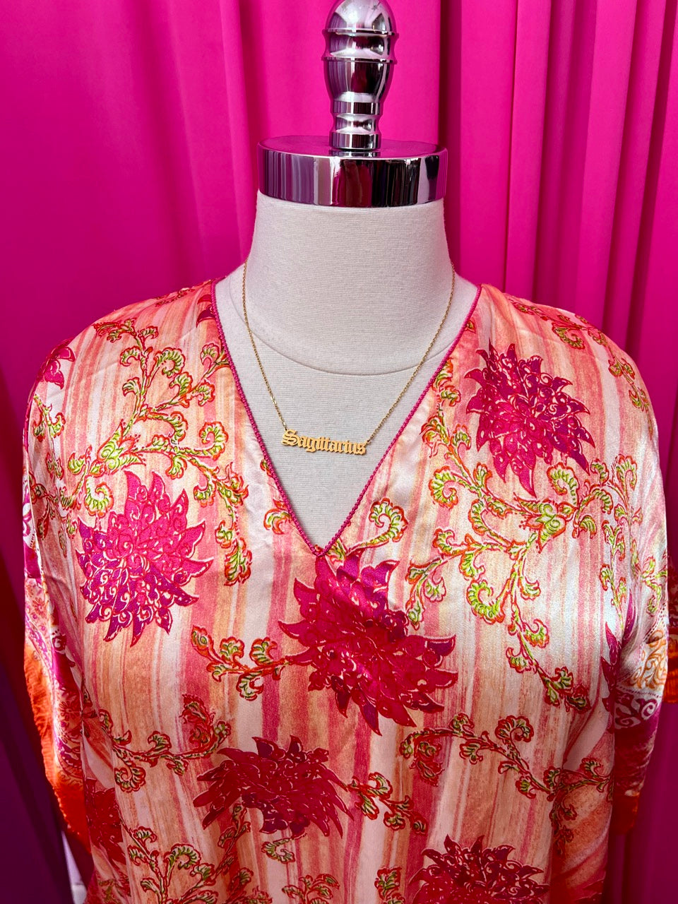 Fuschia Creamsicle 80s Caftan - Up to 4X