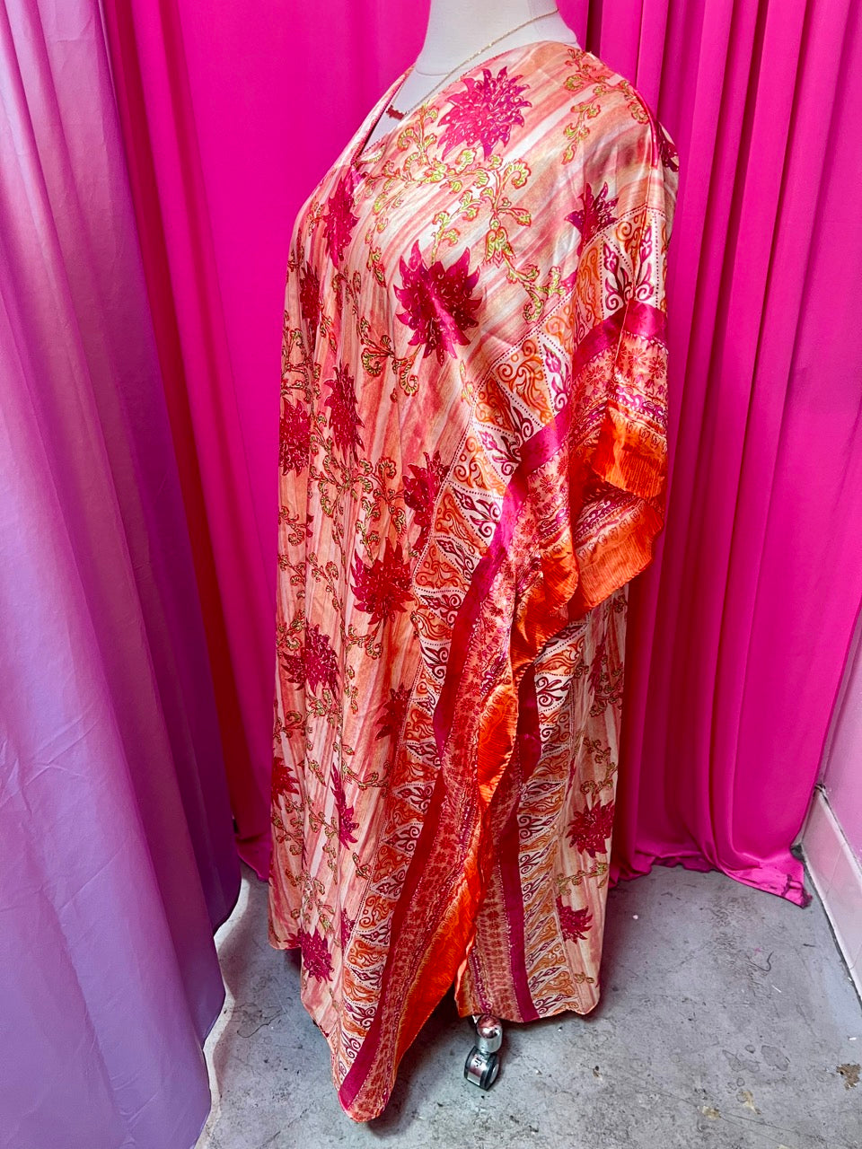 Fuschia Creamsicle 80s Caftan - Up to 4X