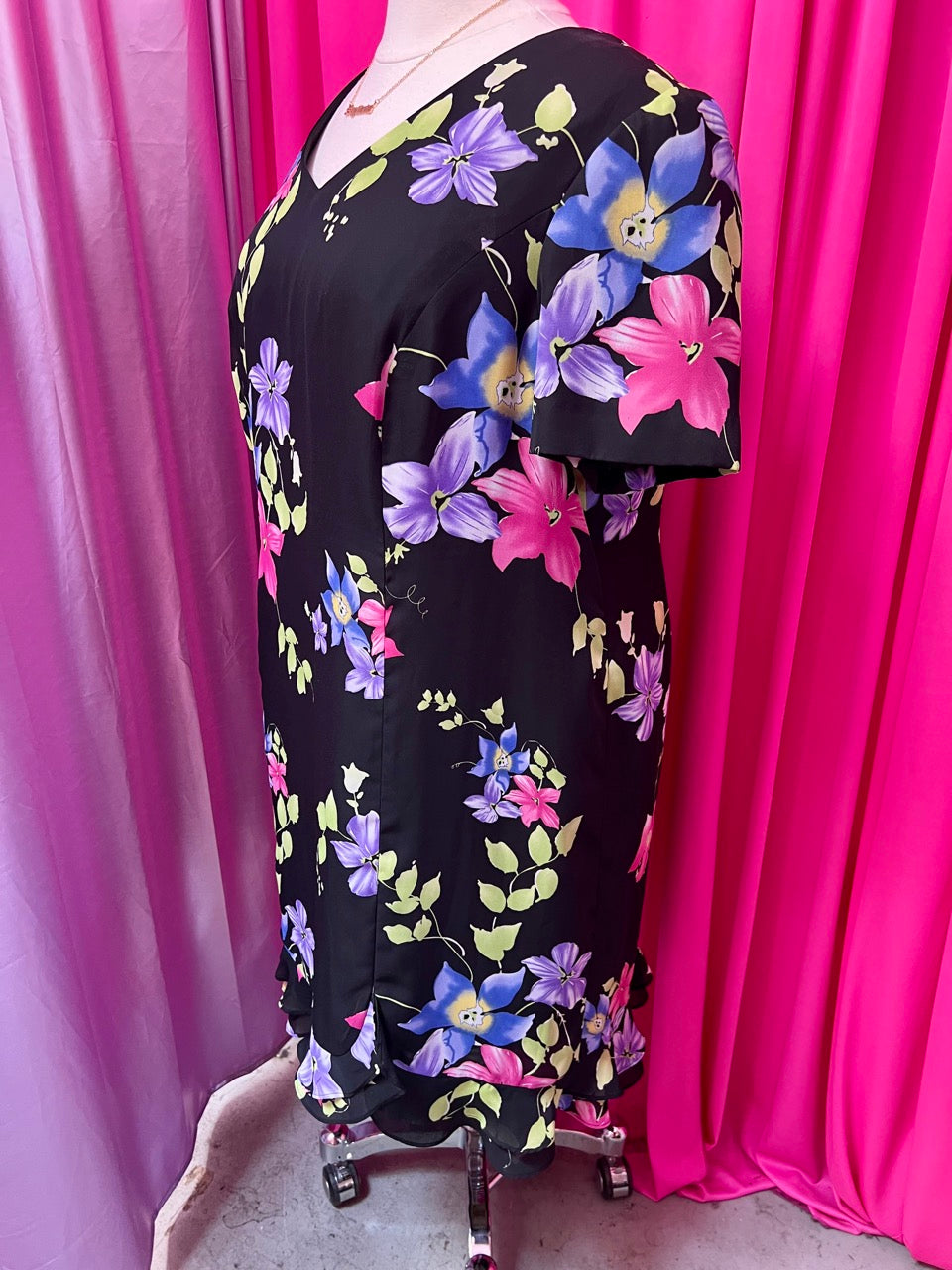 Midnight Garden 90s Floral Dress - 24P 3X