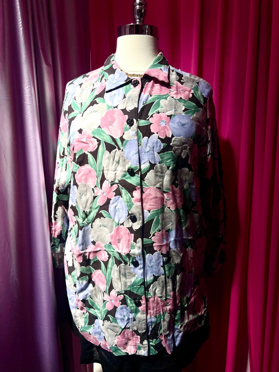 90s Moody Watercolor Floral Button Up