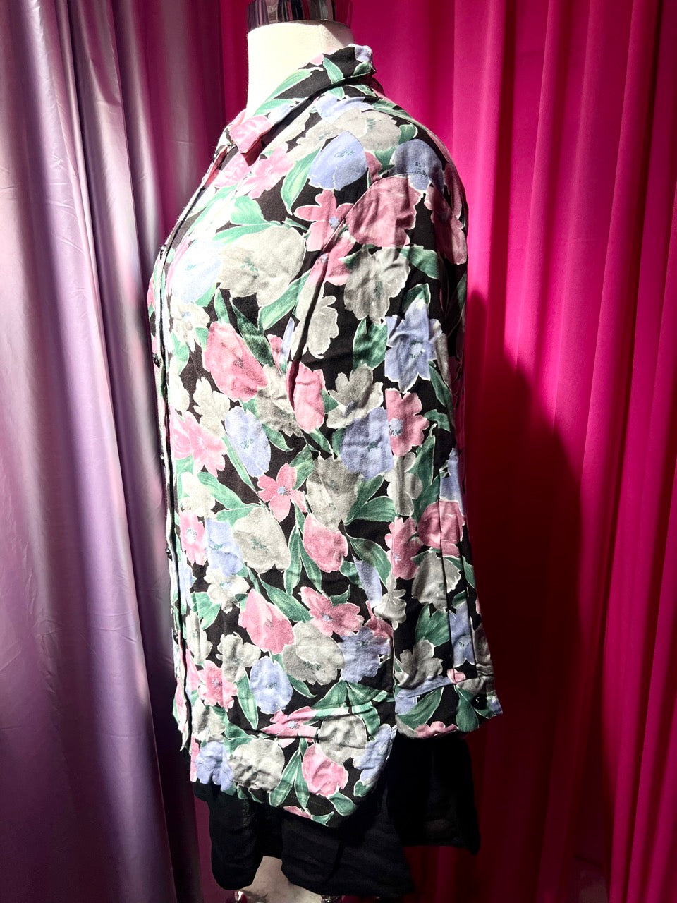 90s Moody Watercolor Floral Button Up