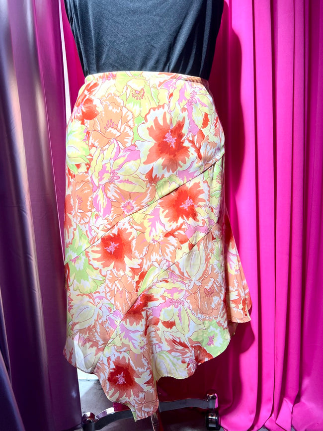 2000s Summer Floral Asymmetrical Midi Skirt