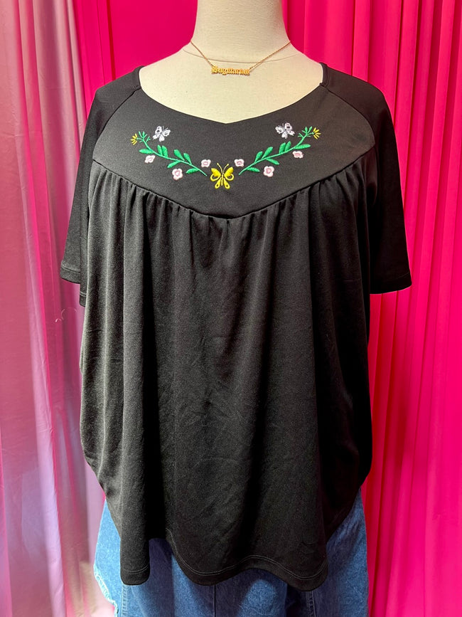 90s Butterfly Garden Baby Doll Blouse - 4X