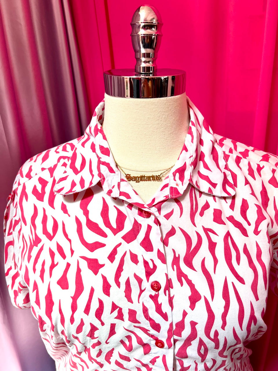 Pink Zebra Button Up Top - Size 2X/3X