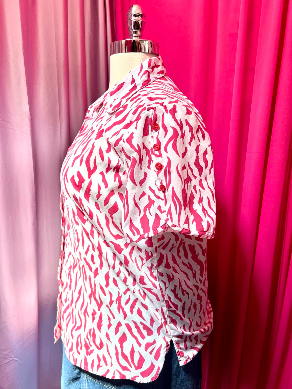 Pink Zebra Button Up Top - Size 2X/3X