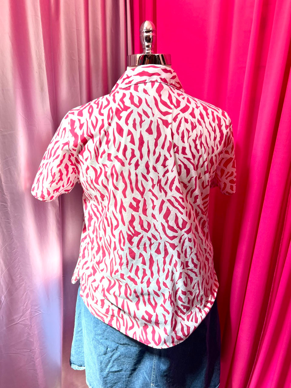 Pink Zebra Button Up Top - Size 2X/3X
