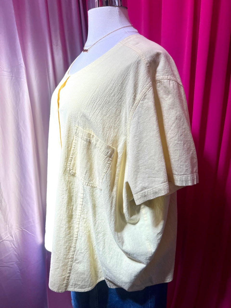 Buttercup Butter Yellow Button Up Blouse 5X