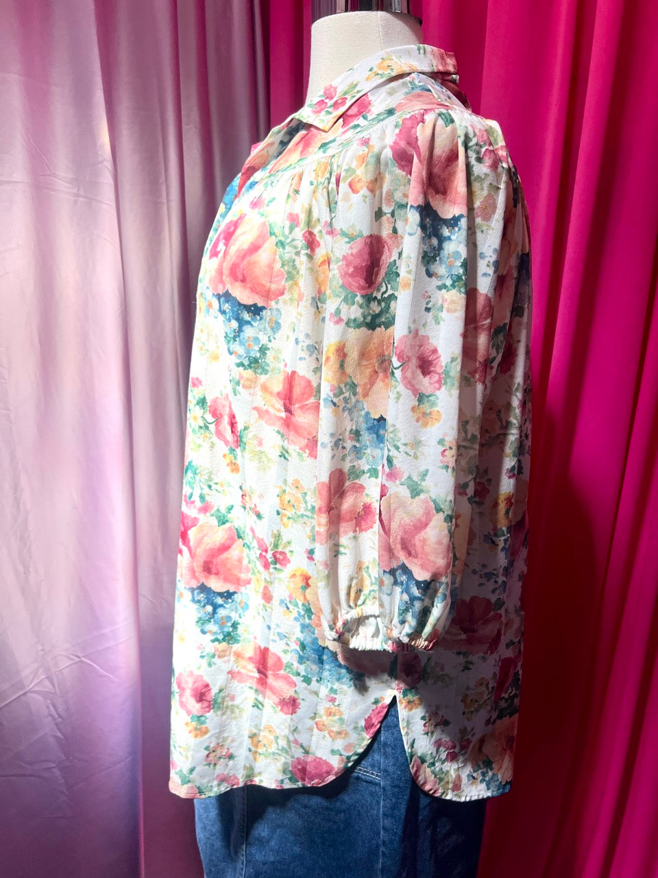 80s Garden Floral Button blouse - Size 24W 3X