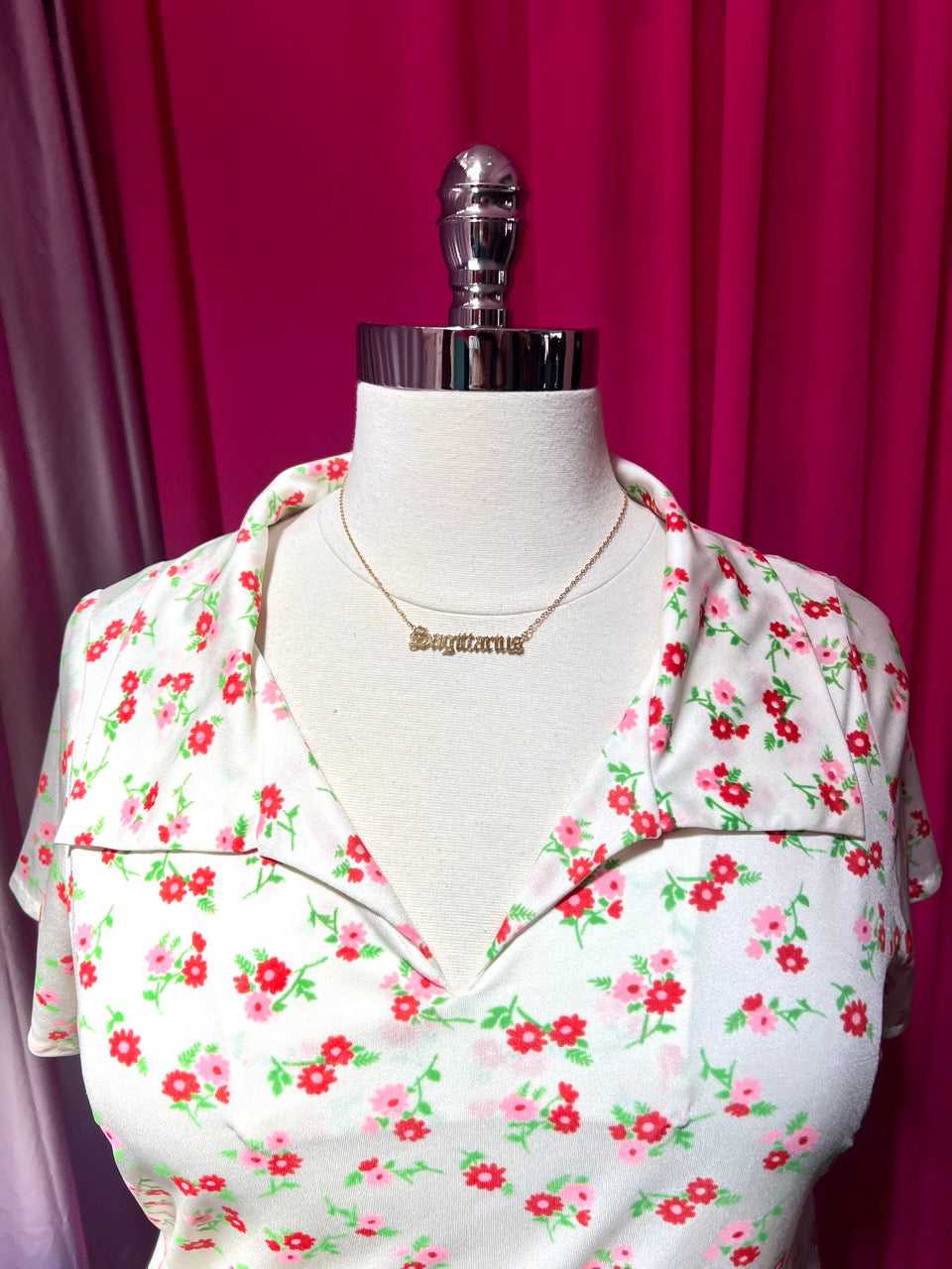 80s Sweetheart Ditzy Floral Collared Blouse