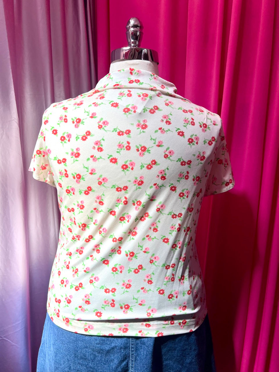 80s Sweetheart Ditzy Floral Collared Blouse
