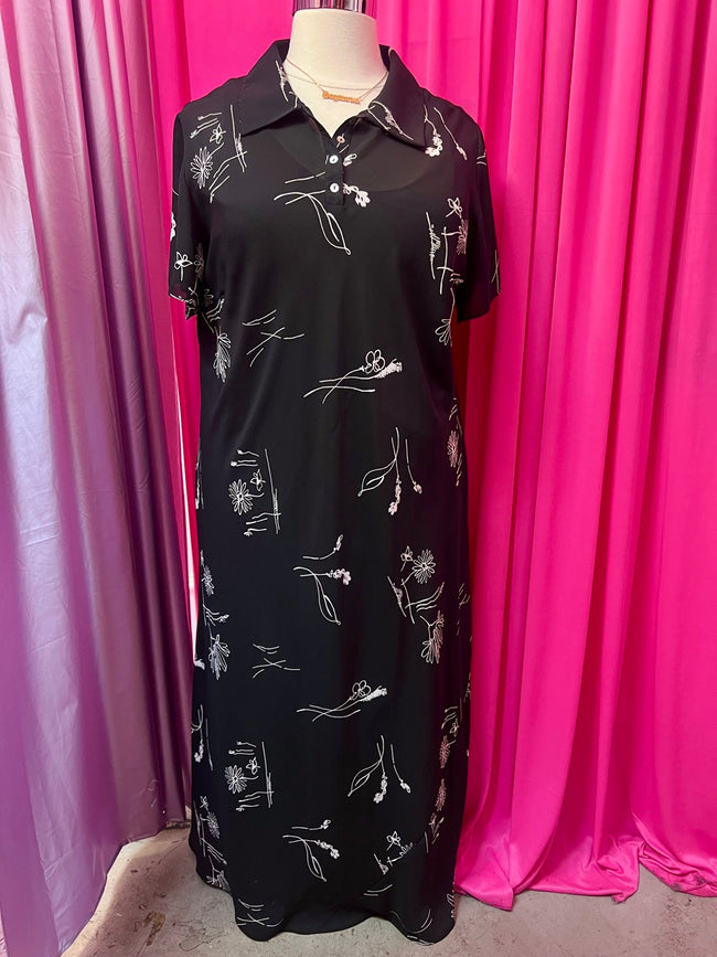 Sketchbook Daisies 90s Maxi Dress