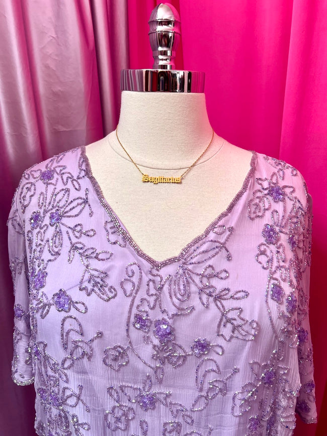 Lilac Florals Beaded Top - Size 30W 5X