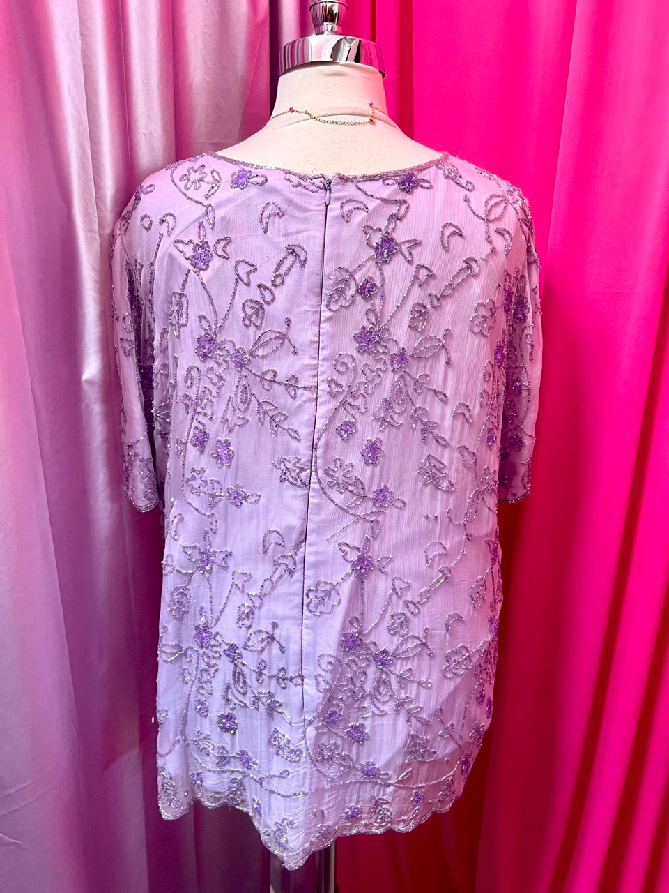 Lilac Florals Beaded Top - Size 30W 5X