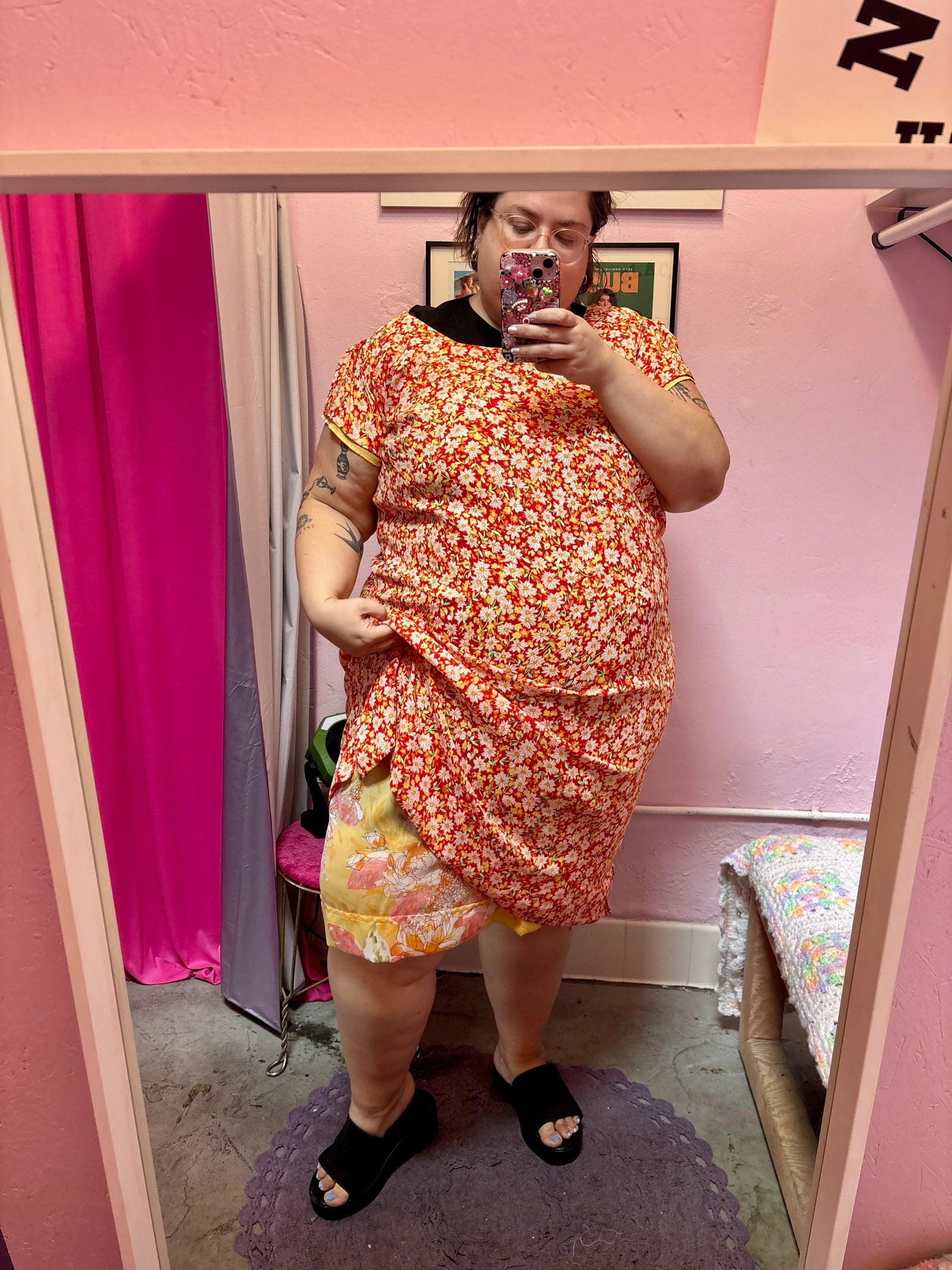 Handmade Reversible Flower Picking dress - fits up to 4X