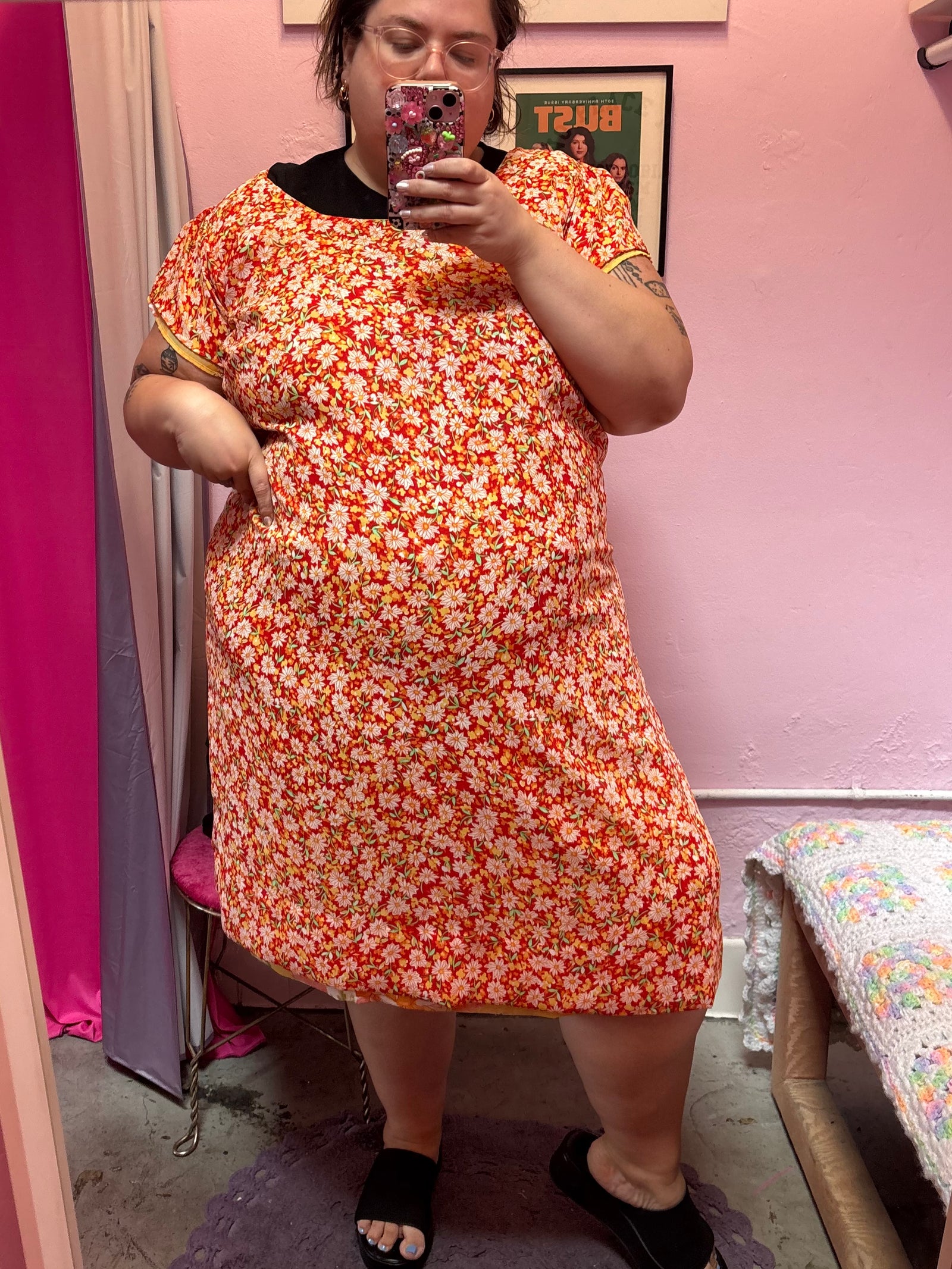 Handmade Reversible Flower Picking dress - fits up to 4X