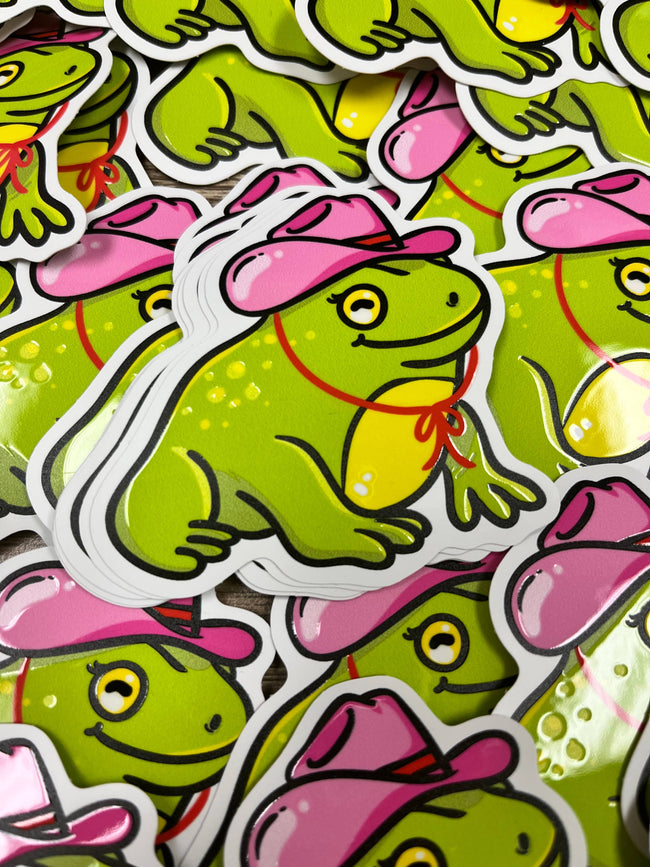 Frog Stickers Frog with Hat Vinyl Waterproof Sticker