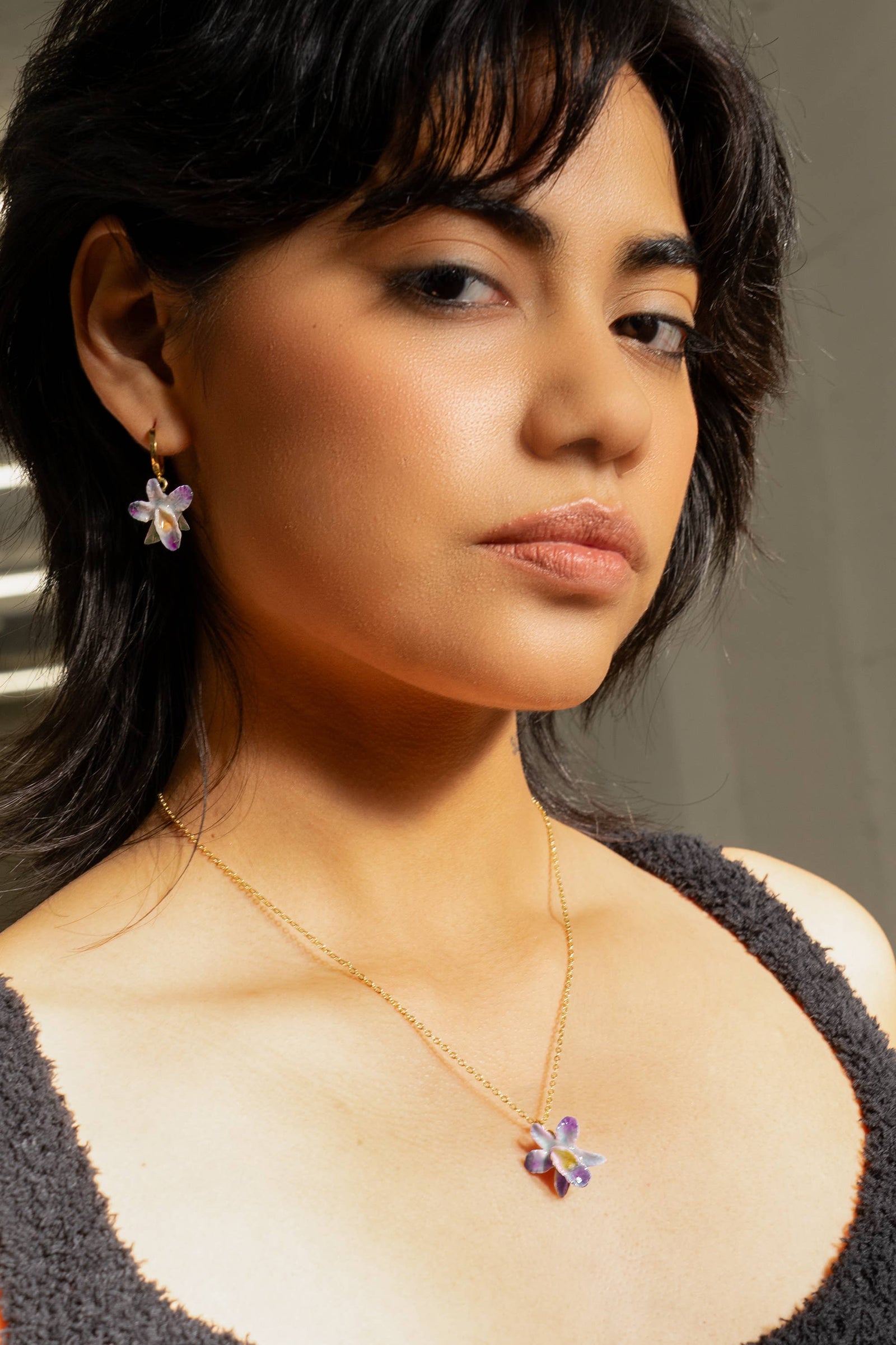 Earth Angel Orchid Hoops in Magenta