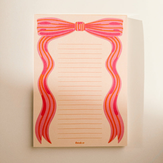 Coquette Pink Bow Notepad