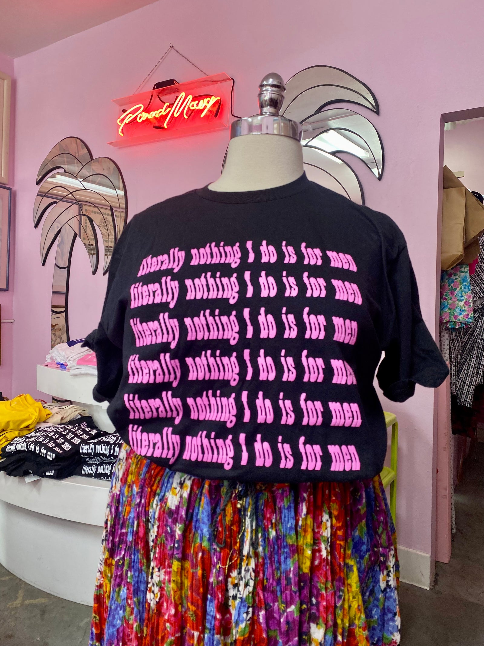 Literally Nothing Pink Ink on Black Screen Printed Tee