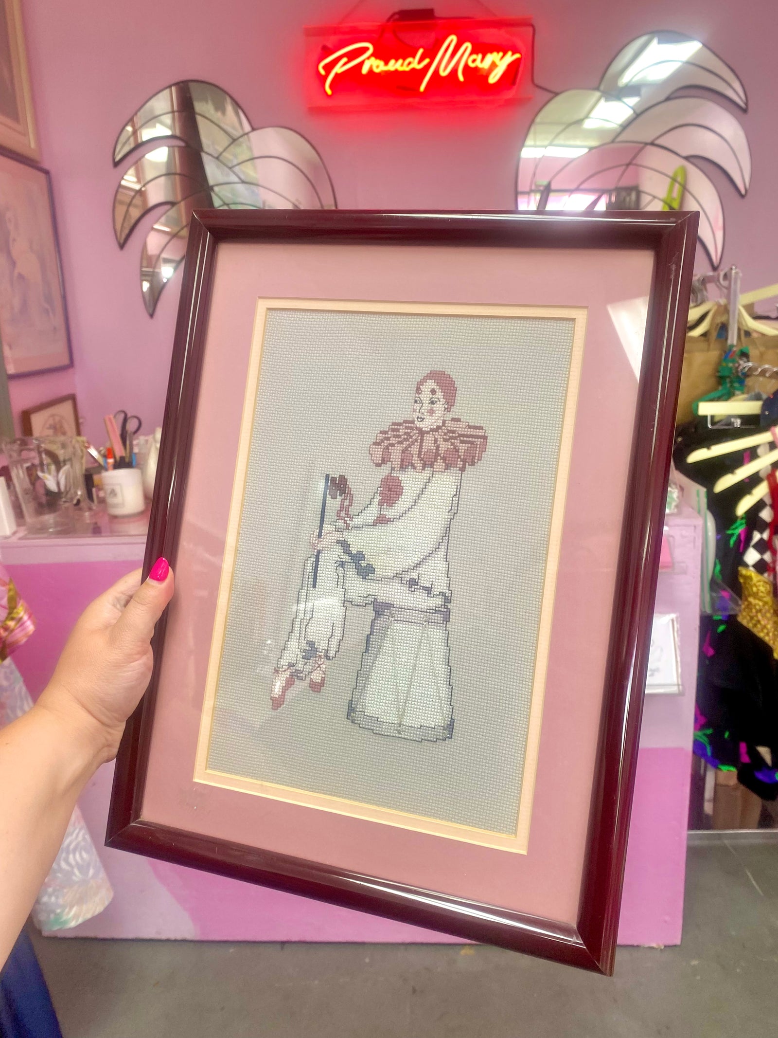 Framed Cross-stitch Romance Clown