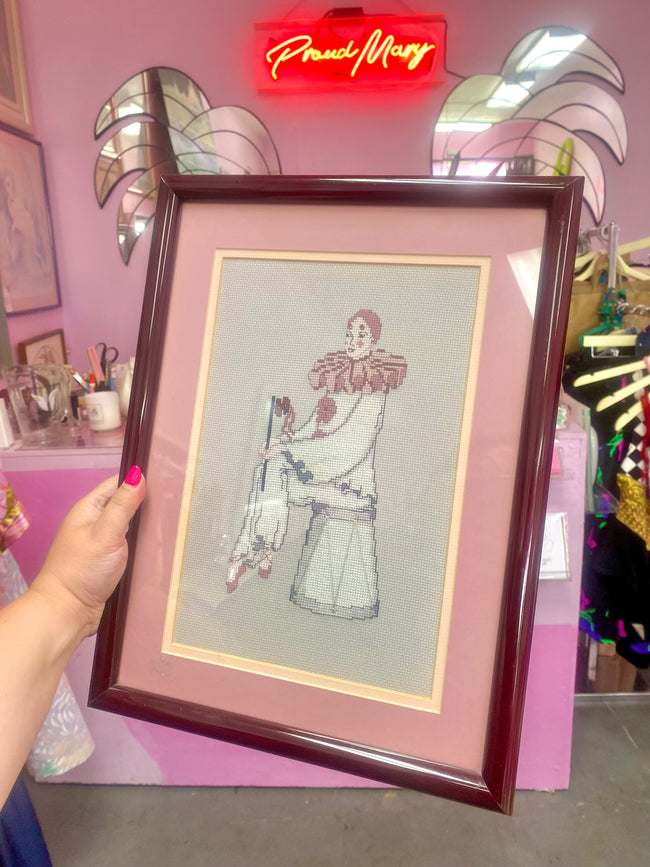 Framed Cross-stitch Romance Clown