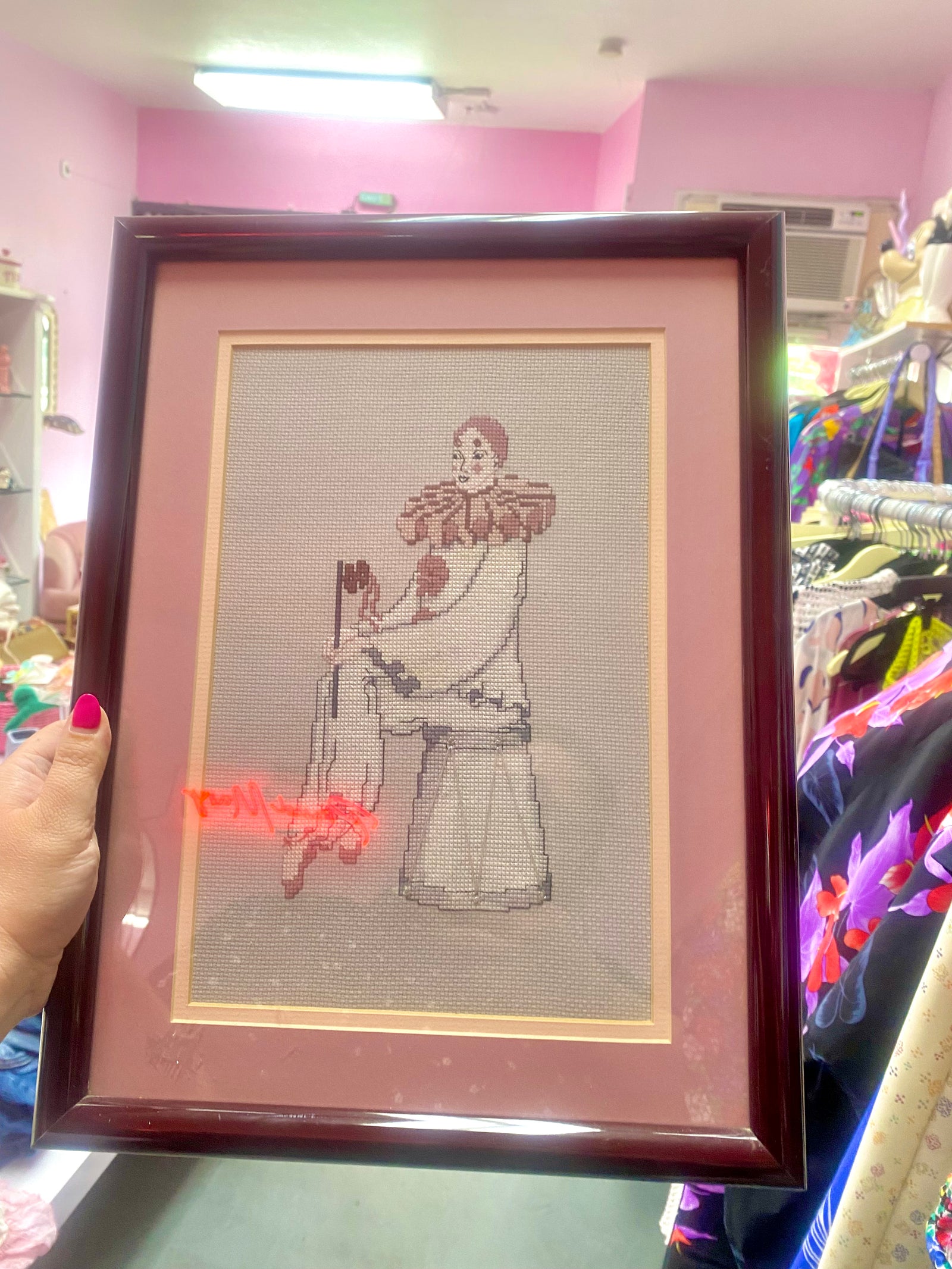 Framed Cross-stitch Romance Clown