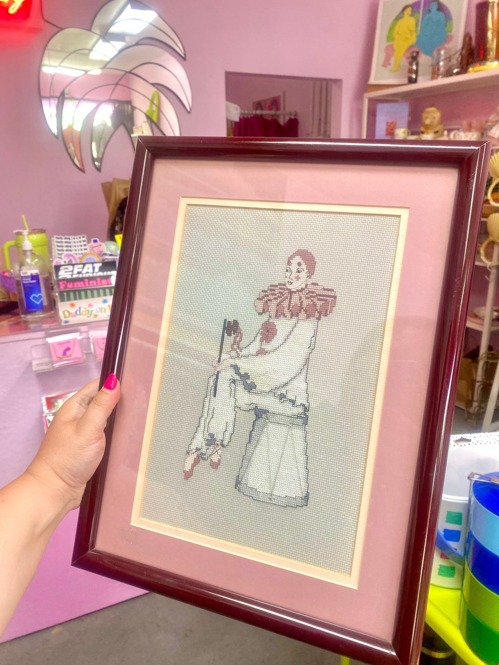Framed Cross-stitch Romance Clown