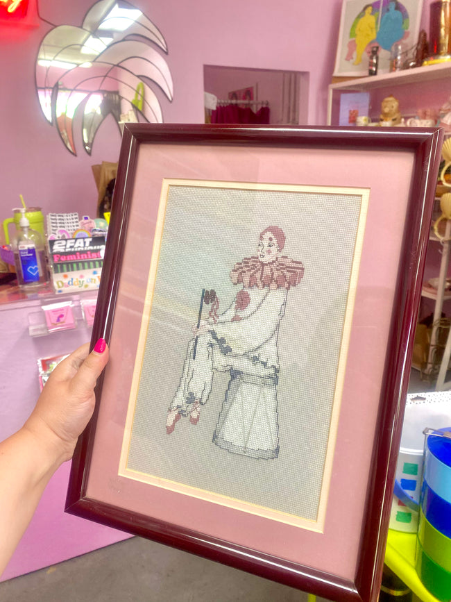 Framed Cross-stitch Romance Clown