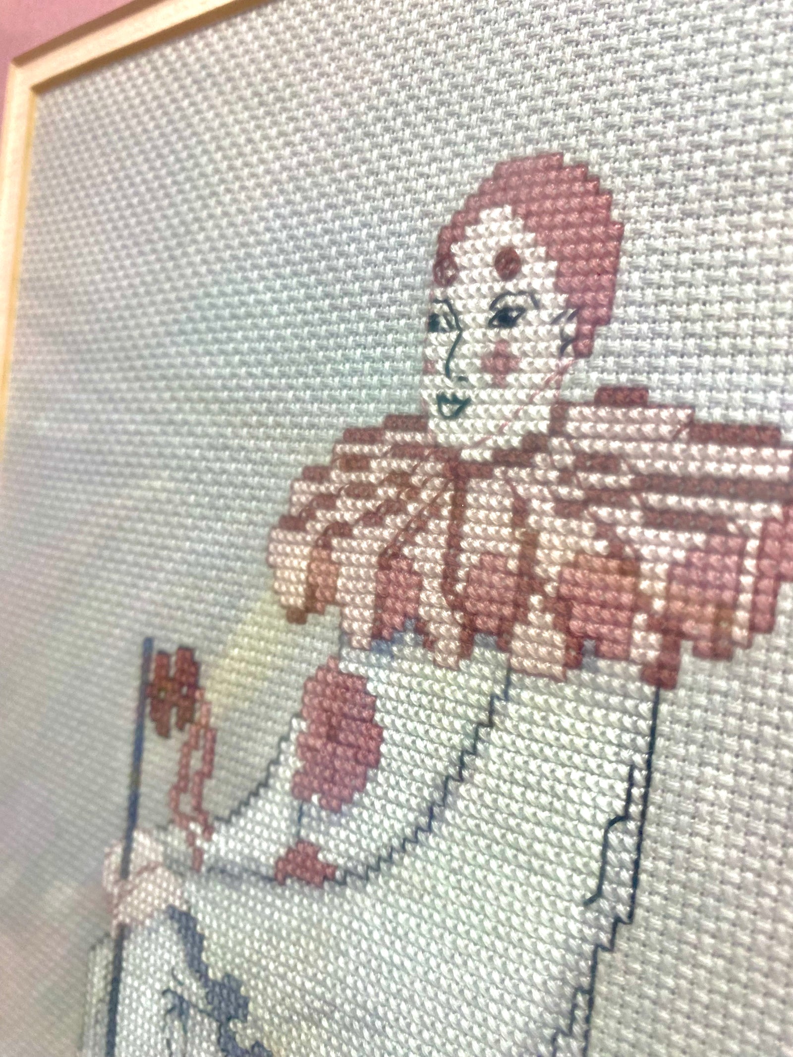 Framed Cross-stitch Romance Clown
