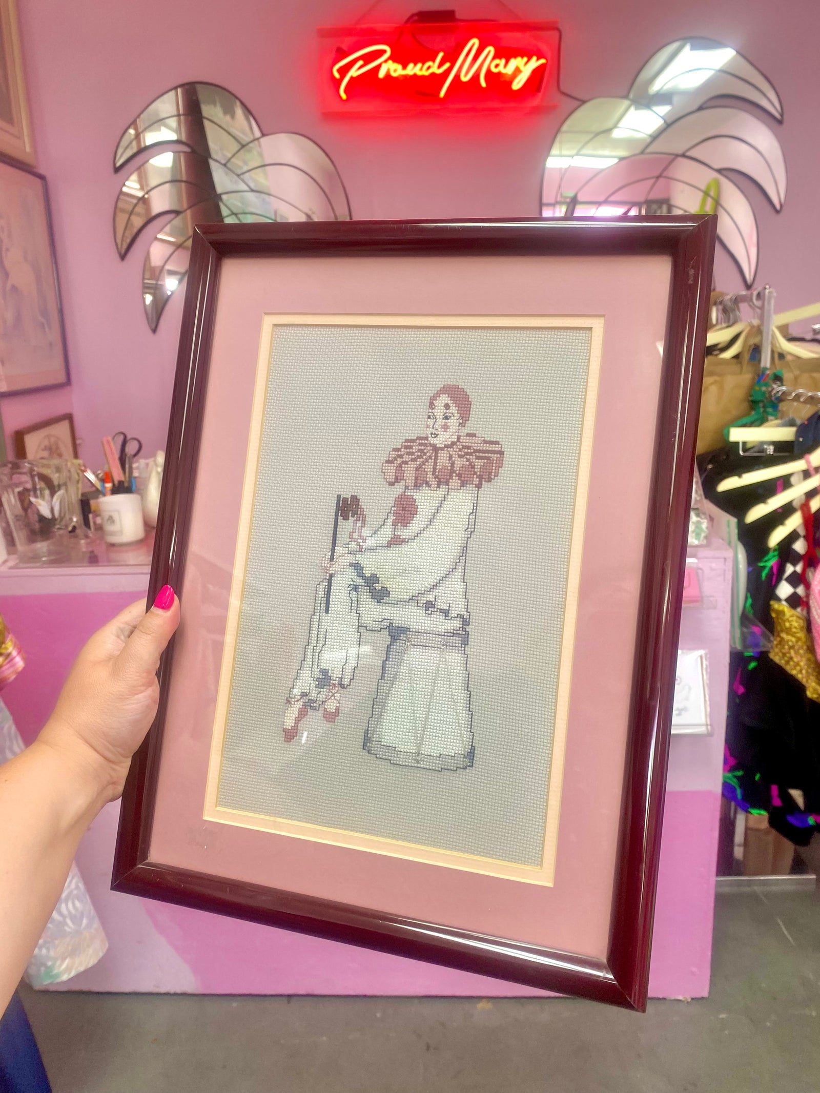 Framed Cross-stitch Romance Clown