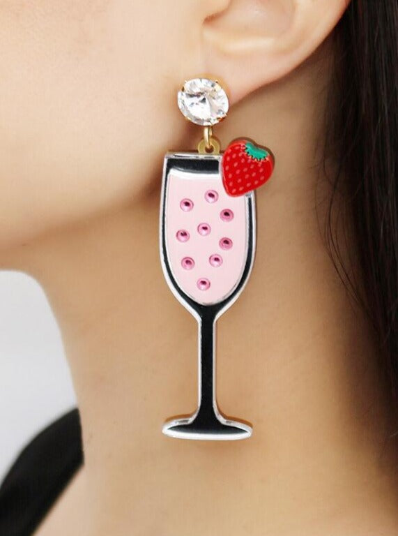 Strawberry Mimosa Cocktail Earrings