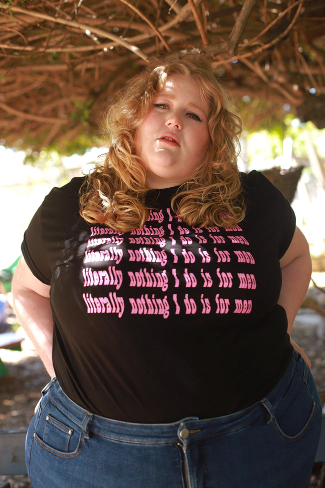 Literally Nothing Pink Ink on Black Screen Printed Tee