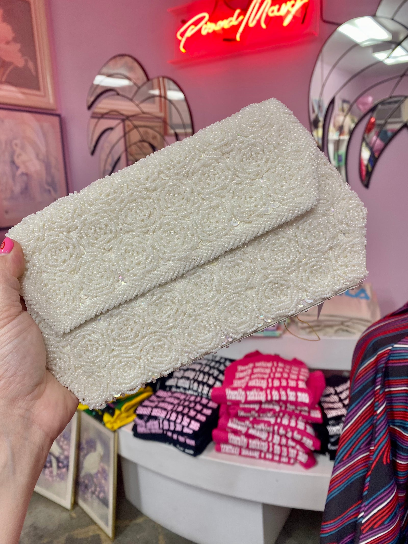 Vintage Rosette Beaded Clutch