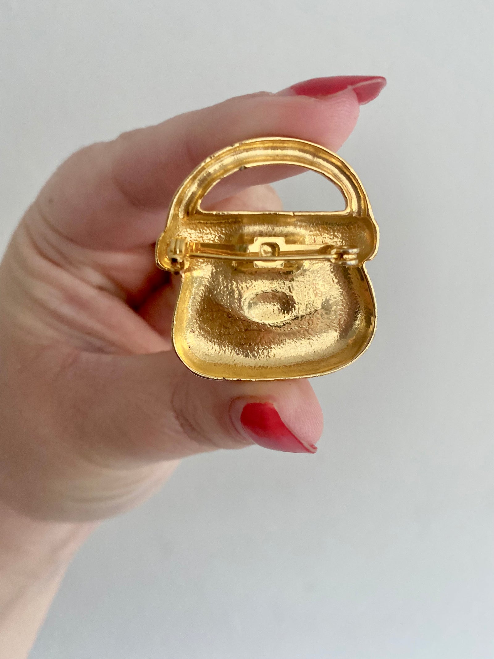 Vintage Novelty Metal Purse Brooch