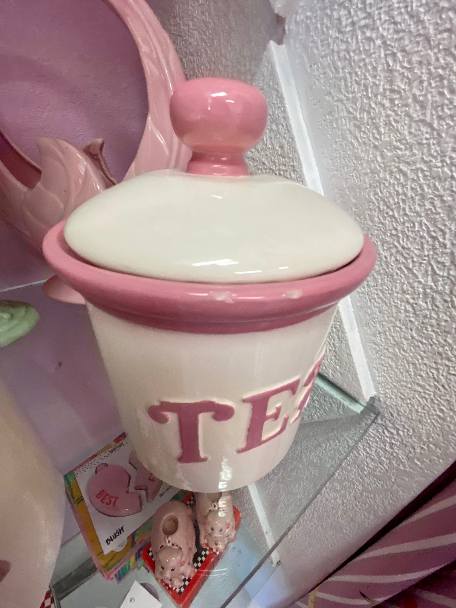 Circa 1990 Pink and White Canister set - Local Pickup Only