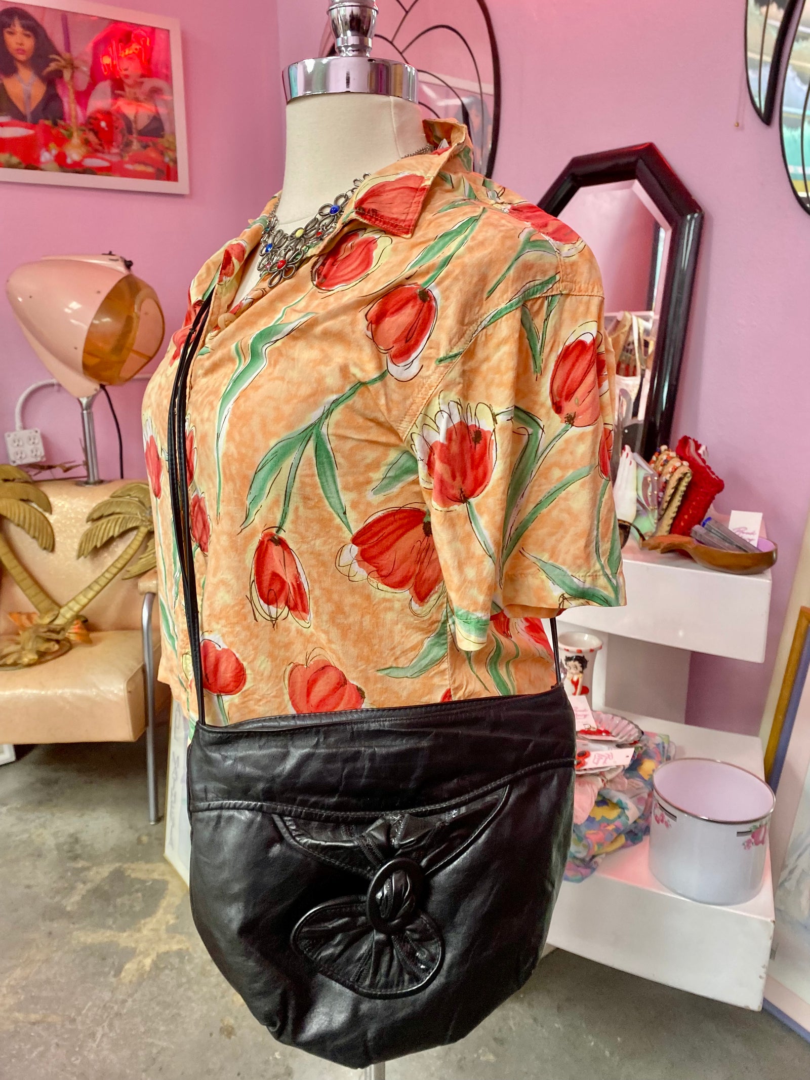 90’s Black Leather Crossbody Bag
